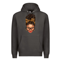 Smoke Light skin afro messy bun leopard bow Premium Hoodie - texasbilliewilder
