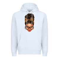 White Light skin afro messy bun leopard bow Premium Hoodie - texasbilliewilder