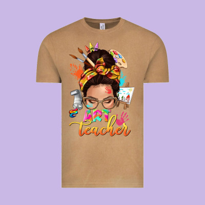 Art Teacher Messy Bun Vintage Tee Designed By Nancycooperartshop