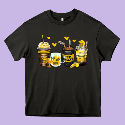 Ice Hockey Coffee Cups Heavy Core Tee Designed By Zillion Design Studio