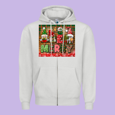 Be Merry Tumbler Zipper Hoodie Designed By Bundleandbundleshop