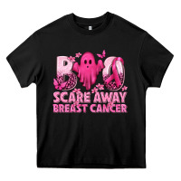 Black Boo Scare Away Breast Cancer Heavy Core Tee - texasbilliewilder