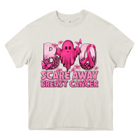Cream Boo Scare Away Breast Cancer Heavy Core Tee - texasbilliewilder