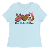 Baby Blue peace love beagle Ladies Tee - RanaPortraitStore