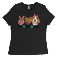 Black peace love beagle Ladies Tee - RanaPortraitStore