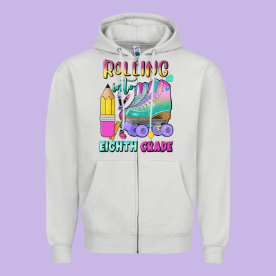 Rolling Into Eighth Grade Zipper Hoodie Designed By Bundleandbundleshop