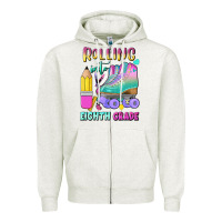 Oatmeal Heather rolling into eighth grade Zipper Hoodie - BundleAndBundleShop
