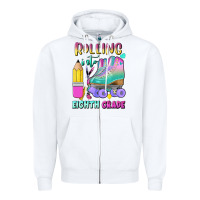 White rolling into eighth grade Zipper Hoodie - BundleAndBundleShop