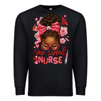 Black one loved nurse afro messy bun Premium Sweatshirt - texasbilliewilder