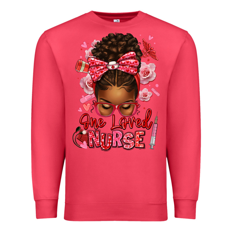 One Loved Nurse Afro Messy Bun Premium Sweatshirt by texasbilliewilder | Teevron