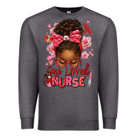 Charcoal Heather one loved nurse afro messy bun Premium Sweatshirt - texasbilliewilder