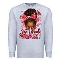 Heather Grey one loved nurse afro messy bun Premium Sweatshirt - texasbilliewilder