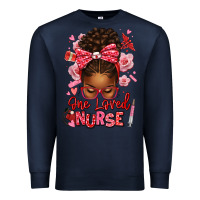 Navy one loved nurse afro messy bun Premium Sweatshirt - texasbilliewilder
