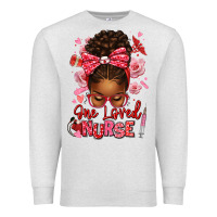 Oatmeal Heather one loved nurse afro messy bun Premium Sweatshirt - texasbilliewilder