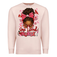 Pale Pink one loved nurse afro messy bun Premium Sweatshirt - texasbilliewilder