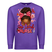 Purple one loved nurse afro messy bun Premium Sweatshirt - texasbilliewilder