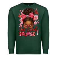 Sports Green one loved nurse afro messy bun Premium Sweatshirt - texasbilliewilder