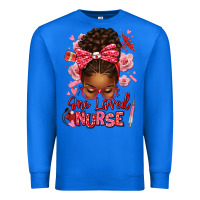 True Royal one loved nurse afro messy bun Premium Sweatshirt - texasbilliewilder