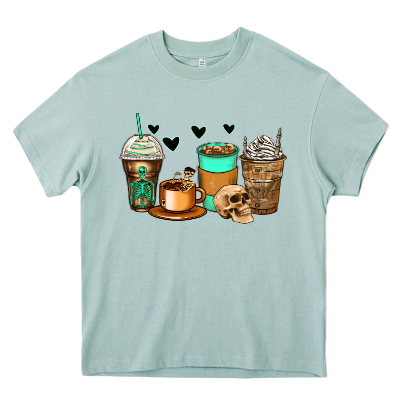 Skeleton Coffee Cups Heavy Core Tee by Zillion Design Studio | Teevron