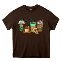 Chocolate Brown skeleton coffee cups Heavy Core Tee - Zillion Design Studio