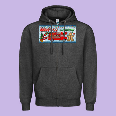 Christmas Is Coming License Plate Zipper Hoodie Designed By Bundleandbundleshop