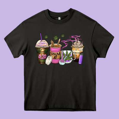 Weed Coffee Cups Heavy Core Tee Designed By Zillion Design Studio
