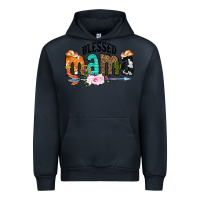 Navy Blessed Mama Urban Hoodie - CowCowDesign