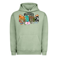 Pigment Oil Green Blessed Mama Urban Hoodie - CowCowDesign