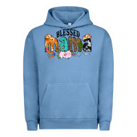 Pigment Pebble Blue Blessed Mama Urban Hoodie - CowCowDesign