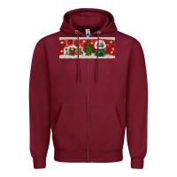 Burgundy noel Zipper Hoodie - BundleAndBundleShop