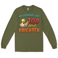 Army Green my students 100 days brighter Long Sleeve Tee - MaliasSmallBusiness