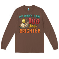 Chestnut my students 100 days brighter Long Sleeve Tee - MaliasSmallBusiness