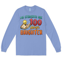 Colony Blue my students 100 days brighter Long Sleeve Tee - MaliasSmallBusiness