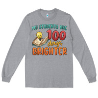 Heather Grey my students 100 days brighter Long Sleeve Tee - MaliasSmallBusiness