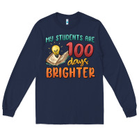 Navy my students 100 days brighter Long Sleeve Tee - MaliasSmallBusiness
