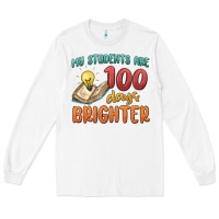 White my students 100 days brighter Long Sleeve Tee - MaliasSmallBusiness
