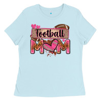 Baby Blue football mom with leopard Ladies Tee - Zillion Design Studio