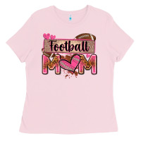 Bubblegum Pink football mom with leopard Ladies Tee - Zillion Design Studio