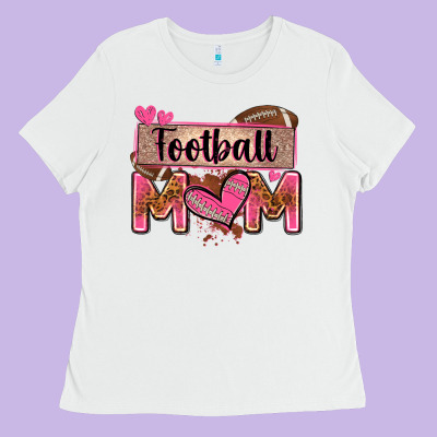 Football Mom With Leopard Ladies Tee Designed By Zillion Design Studio