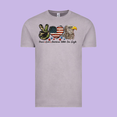Peace Love American White Sea Eagle Vintage Tee Designed By Lillyallendesigns