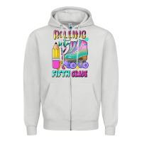 Dove Grey rolling into fifth grade Zipper Hoodie - BundleAndBundleShop