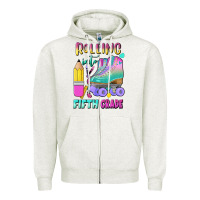 Oatmeal Heather rolling into fifth grade Zipper Hoodie - BundleAndBundleShop