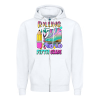 White rolling into fifth grade Zipper Hoodie - BundleAndBundleShop