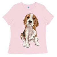Bubblegum Pink beagle Ladies Tee - RanaPortraitStore