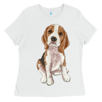 White beagle Ladies Tee - RanaPortraitStore