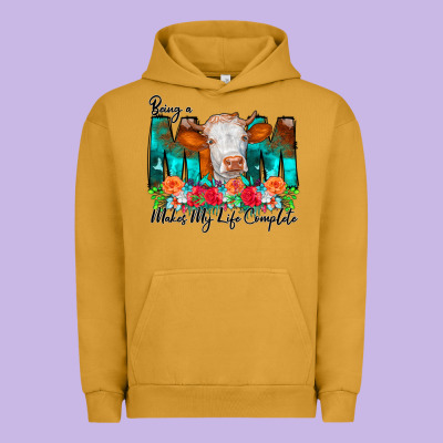 Being A Mom Makes My Life Complete Urban Hoodie Designed By Cowcowdesign