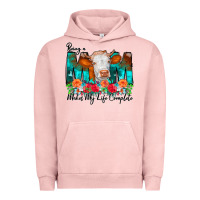 Pigment Salmon Being a Mom Makes My Life Complete Urban Hoodie - CowCowDesign