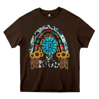 Chocolate Brown western rainbow  be kind Heavy Core Tee - RanaPortraitStore
