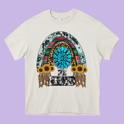 Western Rainbow  Be Kind Heavy Core Tee Designed By Ranaportraitstore