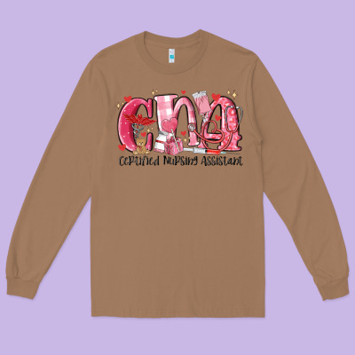 Cna Certified Valentine Nursing Assistant Valentin Long Sleeve Tee Designed By Maliassmallbusiness